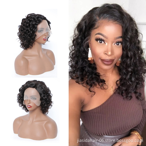 Vendors T Lace Frontal Curly Wave Bob Wig 10 Inch Virgin Cuticle Aligned Hair Human Hair Wigs for Black Woman